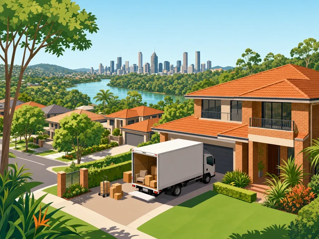 A sunny Albany Creek street with family homes and a removal truck