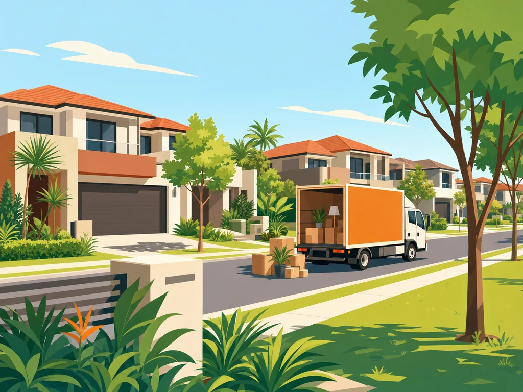 A sunny Carseldine street with family homes and a removal truck