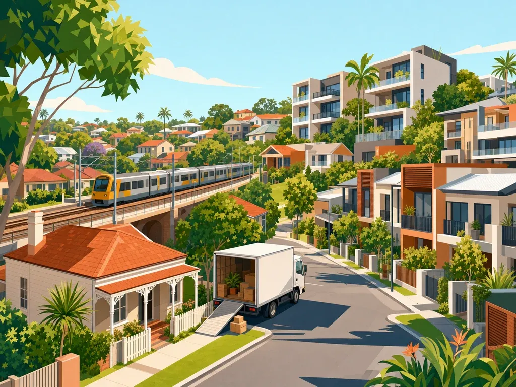 A sunny Nundah street with family homes and a removal truck